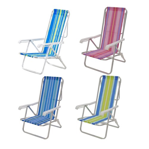 Cadeira de Praia Reclinável 8 Posições Alumínio Cores Sortidas Mor