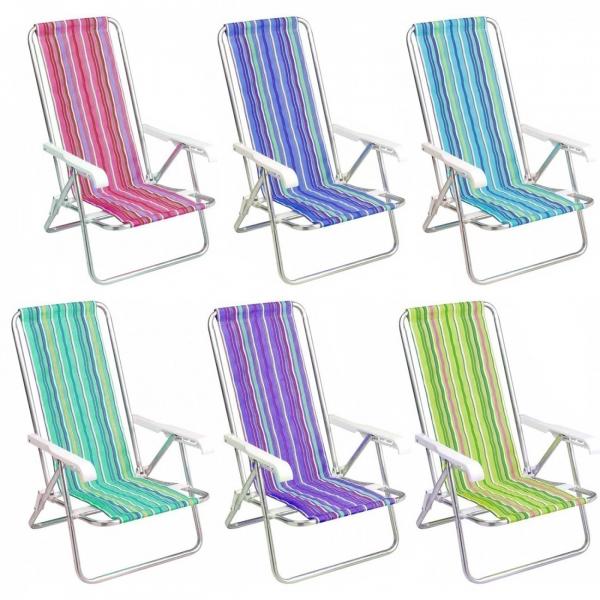 Cadeira de Praia Reclinavel em Aluminio com 4 Posicoes Mor