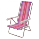 Cadeira de Praia Reclinavel em Aluminio com 4 Posicoes