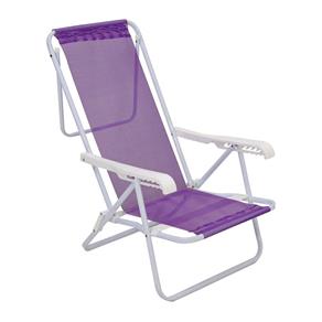 Cadeira de Praia Reclinável Ferro Sannet Lilás 8 Posições - Lilás