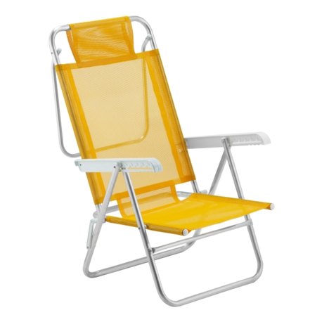Cadeira de Praia Reclinável Summer Alumínio Amarelo