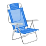 Cadeira De Praia Reclinável Summer Alumínio Azul