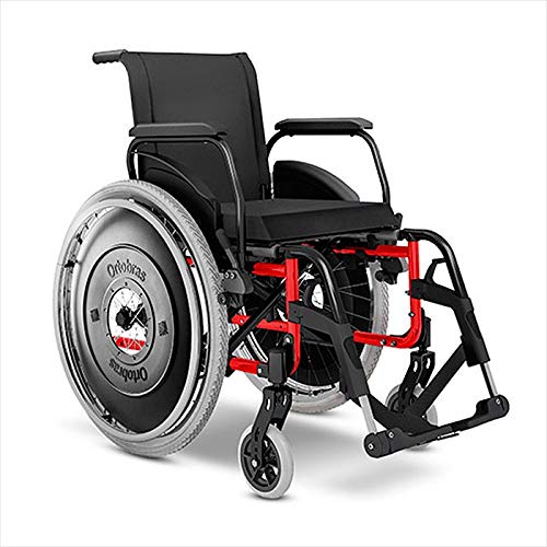 Cadeira de Rodas Alumínio AVD Ortobras Dobrável em X Vermelho 44cm