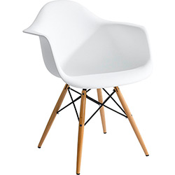 Cadeira Design Eiffel Eames com Braço Pw-082 Base Madeira/ABS Branco - Pelegrin