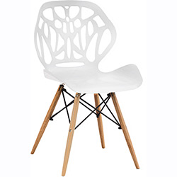 Cadeira Design Eiffel Eames Moderna A001 Base Madeira/ABS Branco - Pelegrin