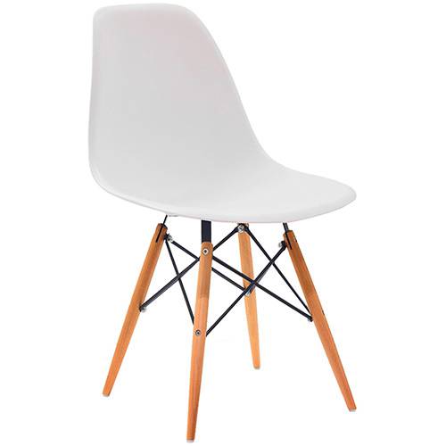 Cadeira Design Eiffel Eames Pw-071 Base Madeira/ABS Branco - Pelegrin