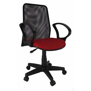 Cadeira Diretor Giratória Encosto Tela Assento Tecido - Vermelho
