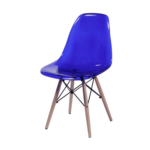 Cadeira Dkr 1101 Pé de Madeira Azul