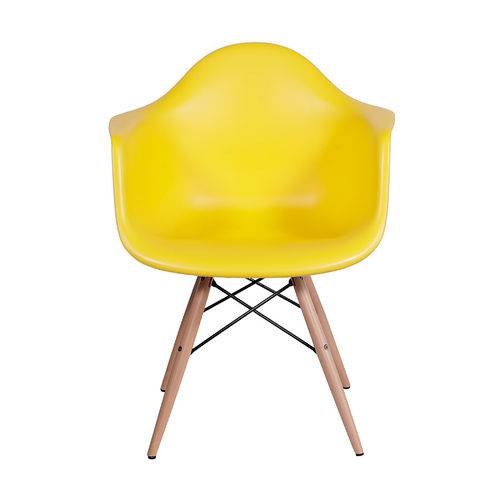 Cadeira Dkr Eiffel com Braço - Base de Madeira - Amarelo - Tommy Design
