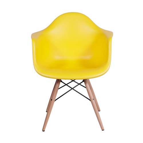 Cadeira Dkr Eiffel com Braço - Base de Madeira - Amarelo - Tommy Design
