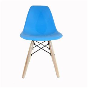 Cadeira Dkr Wood de Polipropileno Infantil Base Eiffel Madeira Azul