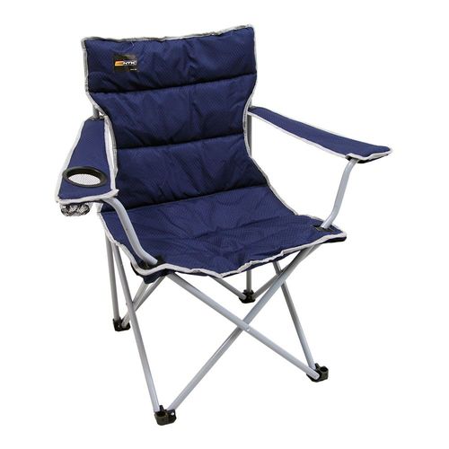 Cadeira Dobrável em Aço Esmaltado para Camping Pesca Praia Nautika Boni Azul com Porta Copo Acoplado
