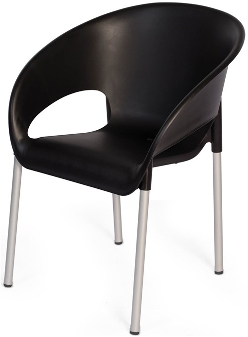Cadeira Dublin em Polipropileno Preto com Pes Aluminio - 48001 Sun House Sun House