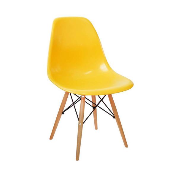 Cadeira Eames Base Madeira e Amarela - Or Design