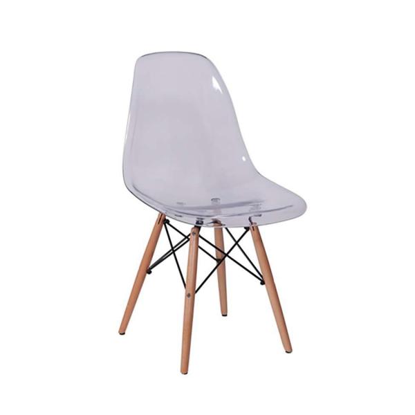 Cadeira Eames Base Madeira e Incolor - Or Design