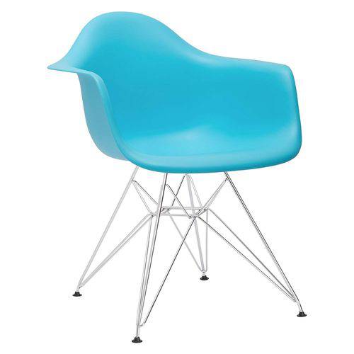 Cadeira Eames DAR - Azul Tiffany - Base Cromada