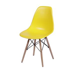 Cadeira Eames DKR Amarela com Base em Madeira - Or Design - Amarelo
