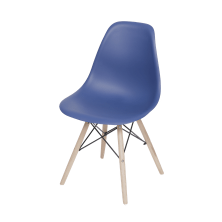Cadeira Eames Dkr Base Madeira Azul Marinho