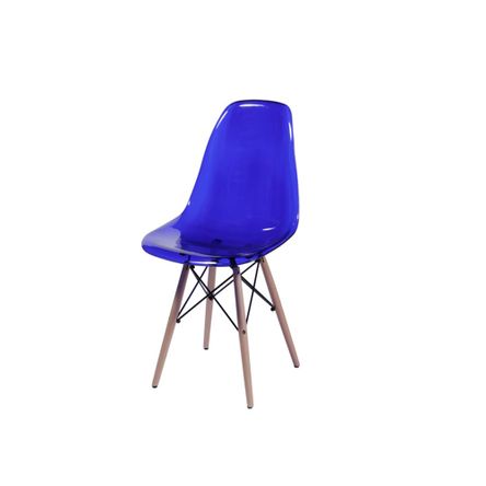 Cadeira Eames Dkr Base Madeira Azul