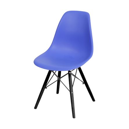 Cadeira Eames Dkr Base Madeira Preta Azul Escuro