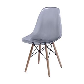 Cadeira Eames DKR Fumê Translúcido com Base em Madeira - Or Design - Cinza Claro