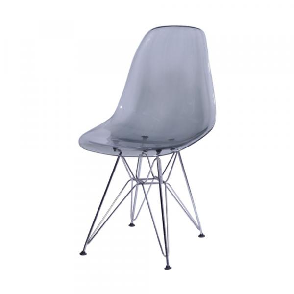 Cadeira Eames DKR Fumê Translúcido com Base em Metal - Or Design