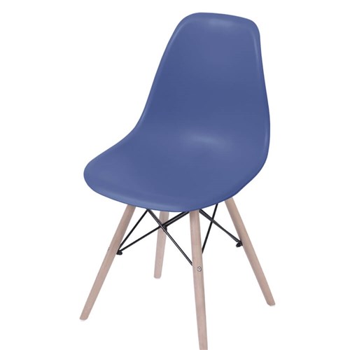 Cadeira Eames Dkr Polipropileno Base Eiffel Madeira Azul Marinho