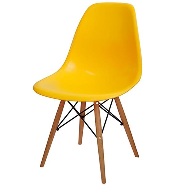 Cadeira Eames Dkr Polipropileno Base Madeira Amarela - Or Design