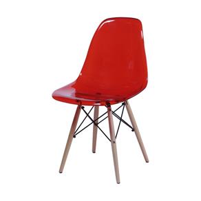 Cadeira Eames DKR Vermelho Translúcido com Base em Madeira - Or Design - Vermelho