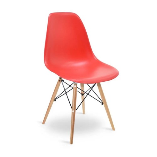 Cadeira Eames Dkr Wood Vermelho