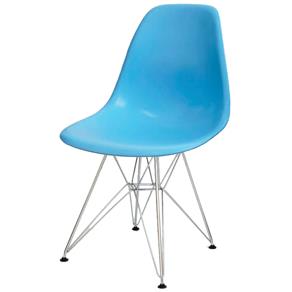 Cadeira Eames DSR Polipropileno Base Eiffel Cromada - Azul