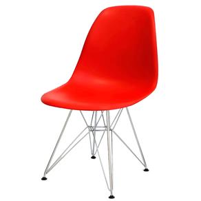 Cadeira Eames DSR Polipropileno Base Eiffel Cromada - Vermelha
