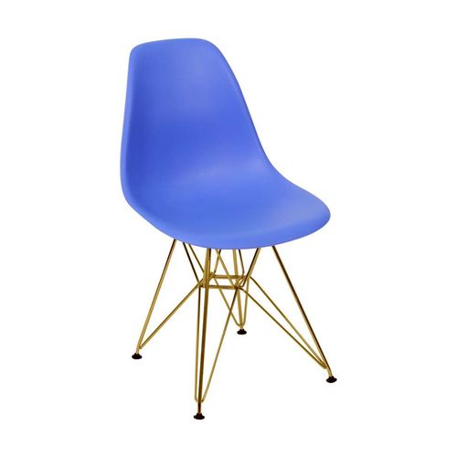 Cadeira Eames Eiffel com Base Metal Azul Escuro