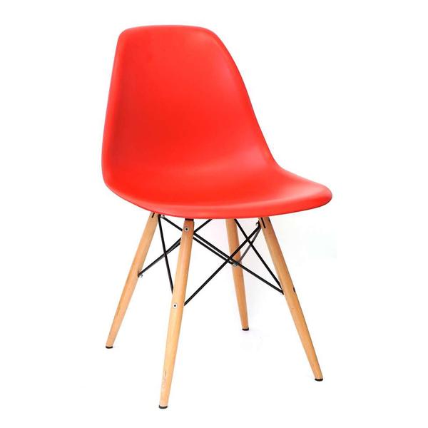Cadeira Eames II Base Madeira e Vermelha - Or Design