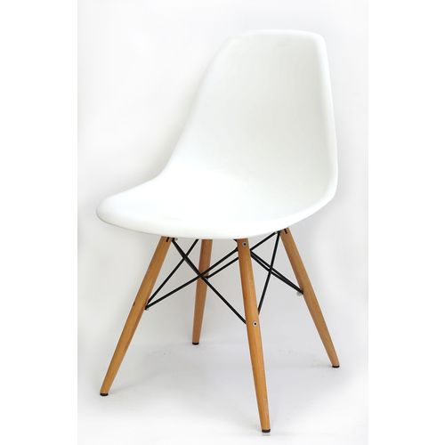 Cadeira Eames Polipropileno Branco Fosco Madeira -10255