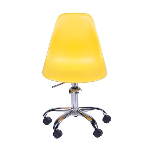 Cadeira Eames Polipropileno com Rodizio - Amarela