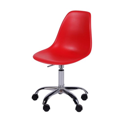 Cadeira Eames Polipropileno com Rodizio - Vermelha
