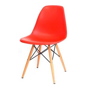 Cadeira Eames Polipropileno - Vermelha - Base em Madeira