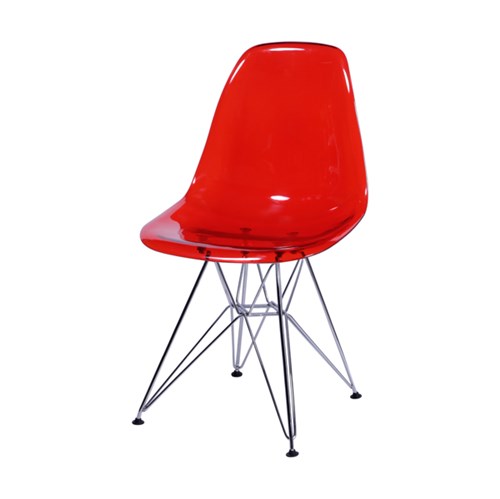 Cadeira Eiffel PC Vermelha Base Cromada Or Design