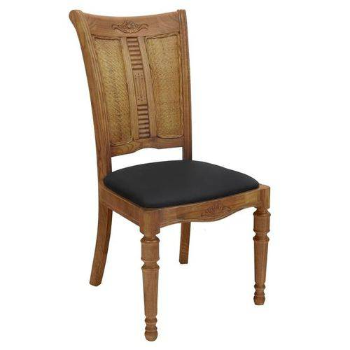 Cadeira em Madeira Estofado em Couro