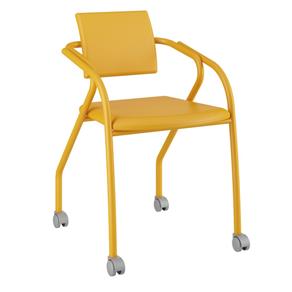 Cadeira em Napa Amarelo Ouro com Estrutura Amarelo Ouro