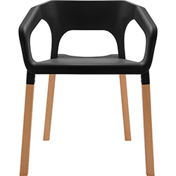 Cadeira em Plastico PP e Madeira de Faia - P&W-001A - Preta - Orb