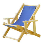 Cadeira Espreguiçadeira Dobrável Infantil Madeira Maciça Natural com Tecido Azul - Móveis Brasil