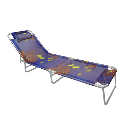 Cadeira Espreguiçadeira Reclinável Slim P/ Praia Alumínio Estampada com Almofada Zaka