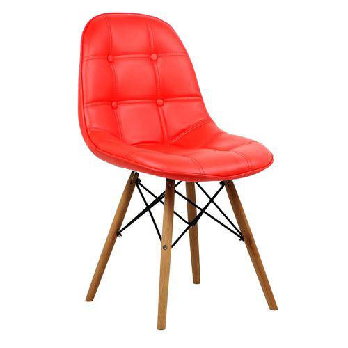 Cadeira Estofada Charles Eames Luxo Botonê Vermelha Tl-Cdd-01-5 Trevalla