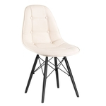 Cadeira estofada Eames Botonê - Eiffel - Creme - Madeira preto