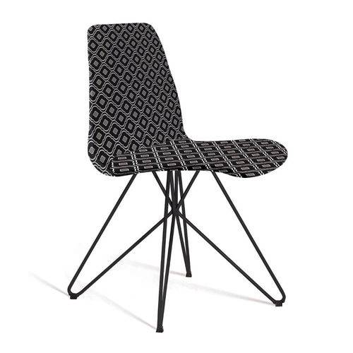 Tamanhos, Medidas e Dimensões do produto Cadeira Estofada Eames com Pés de Aço - Preto/cinza