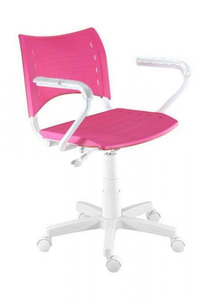 Cadeira Evidence Giratória com Braço, Assento e Encosto em Polipropileno - Branca e Rosa - Storecadeiras