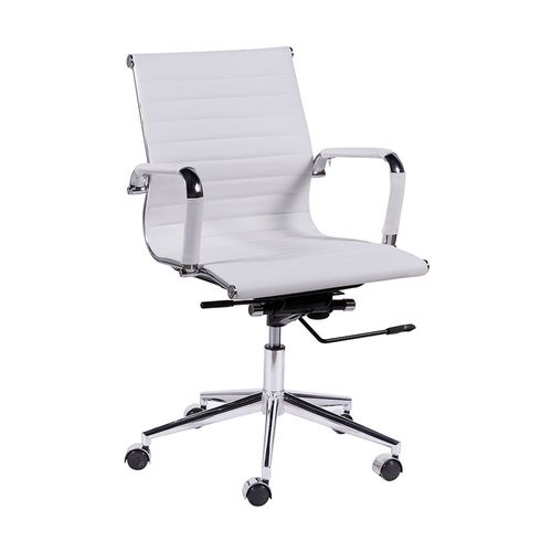 Cadeira Executiva Esteirinha Office - Couro Sintético Branco Branco