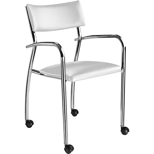 Cadeira F17-3 Cromada com Rodízios Couríssimo Branco - DAF